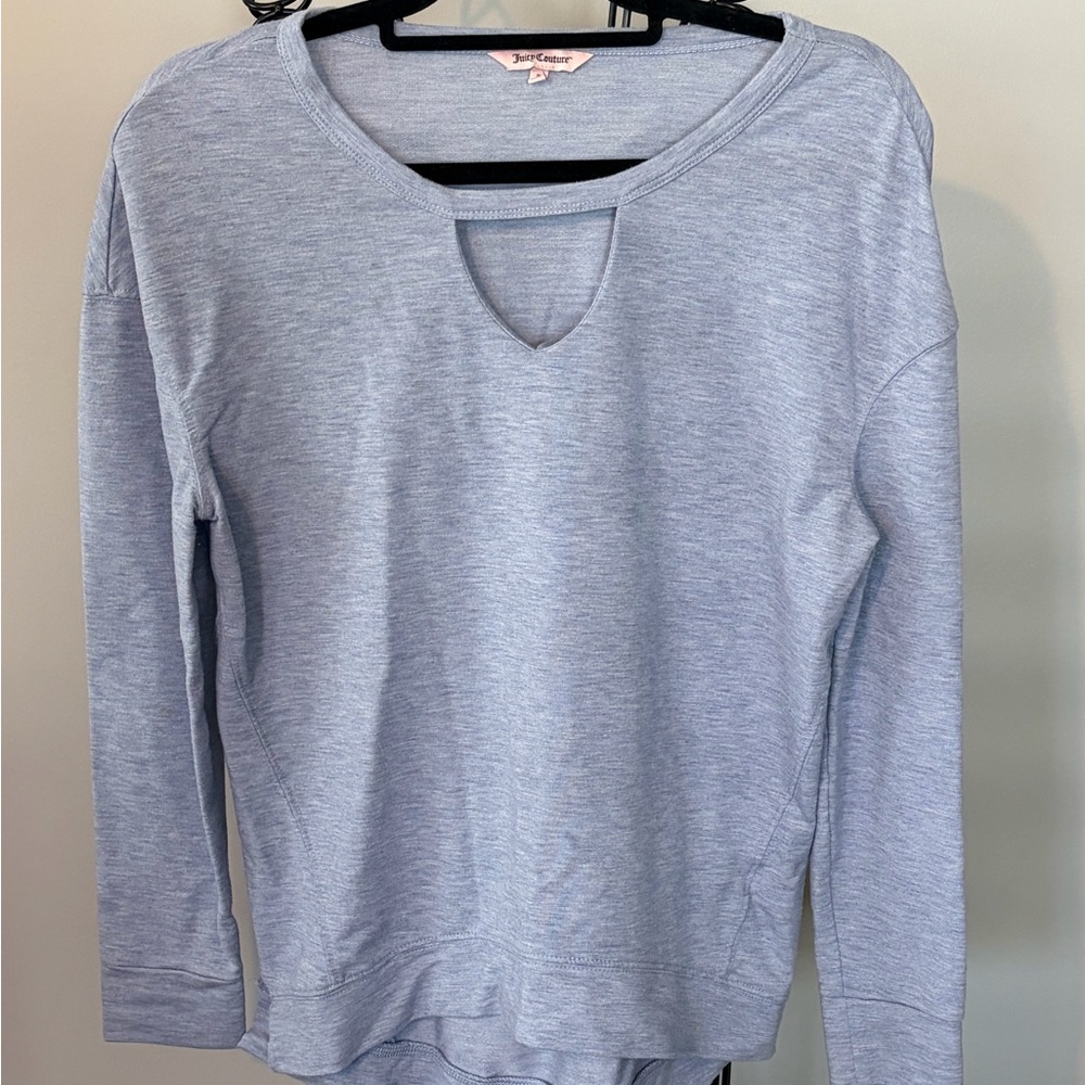 Juicy Couture Light Blue Cutout Neck Sweatshirt top shirt small soft 💕